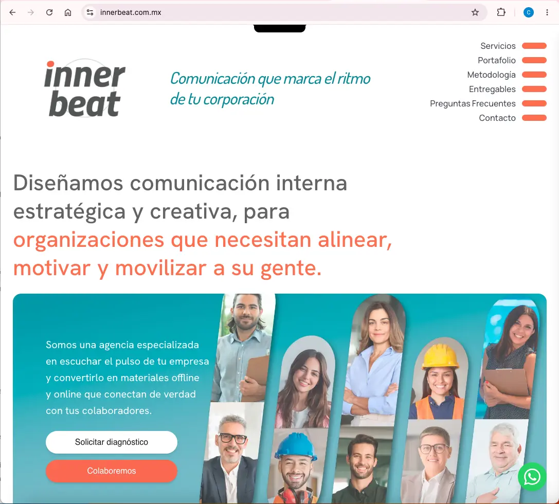 Sitio web de InnerBeat, agencia de comunicación interna